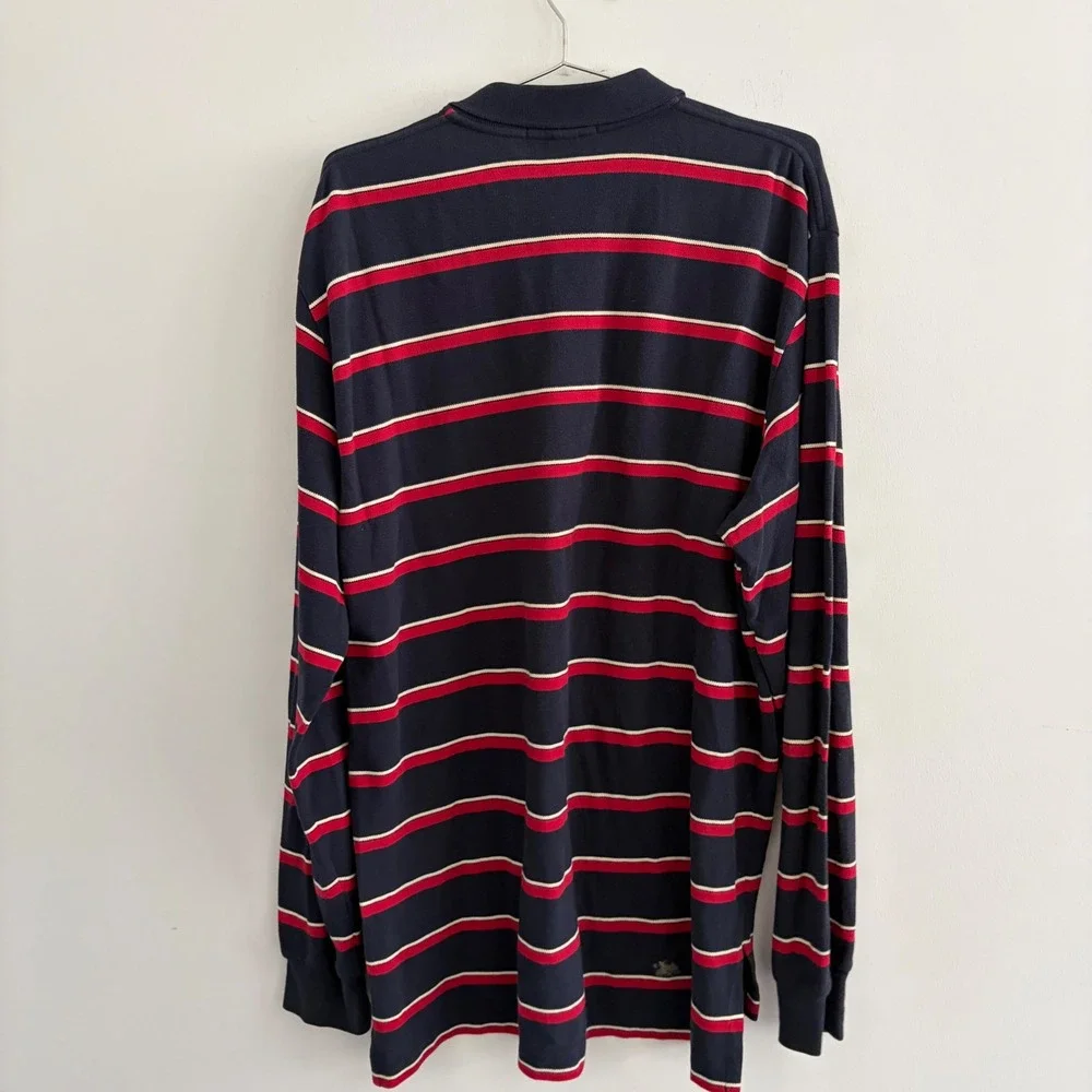 Polo Ralph Lauren Mens XL Long Sleeve Striped Rugby Shirt Navy Red White